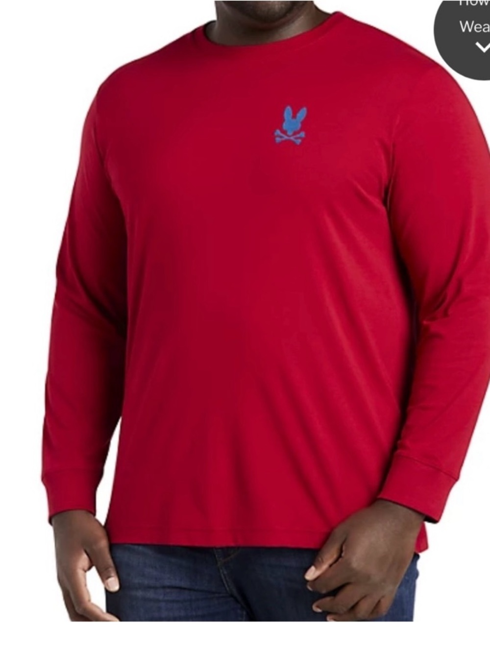 Psycho Bunny Lyons Long-Sleeve Graphic Tee Men’s 1XLT Rio Red Pima Cotton Crew‎